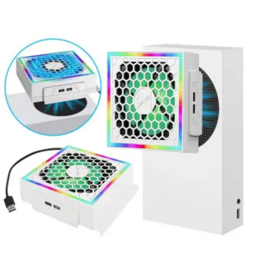 Ventilateur de refroidissement LED réglable pour Xbox Series S, 3 vitesses, 5V, graphite A, avec 7 modes d’éclairage RGB, accessoires de jeu